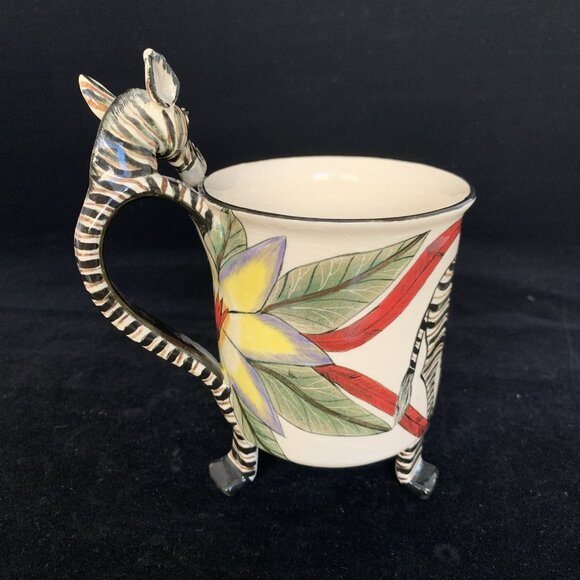Ardmore Studio Zebra Footed Mug Cup 2008 South African Zulu Ceramic Pottery - Picture 3 of 13